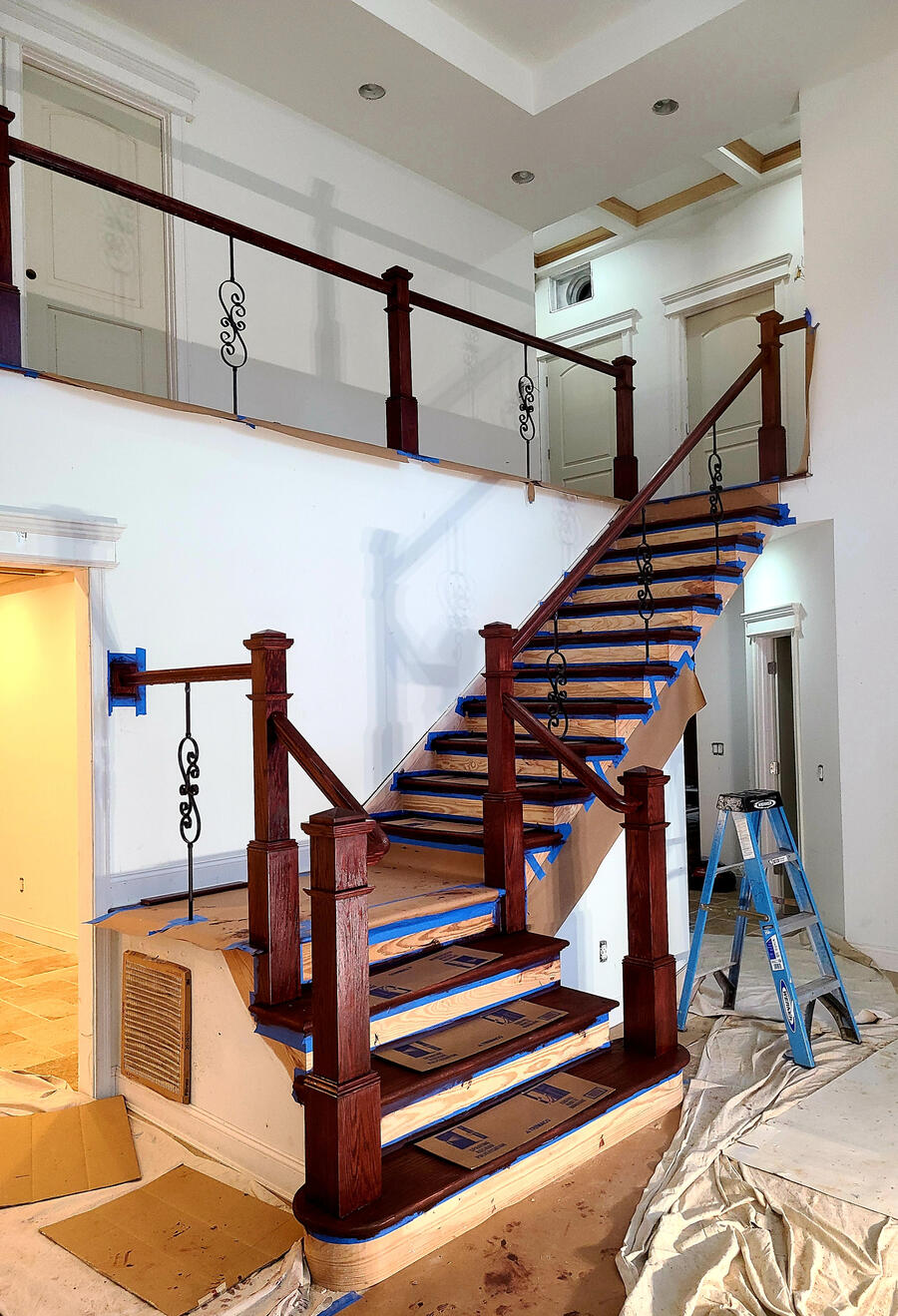 box newels, iron in progress